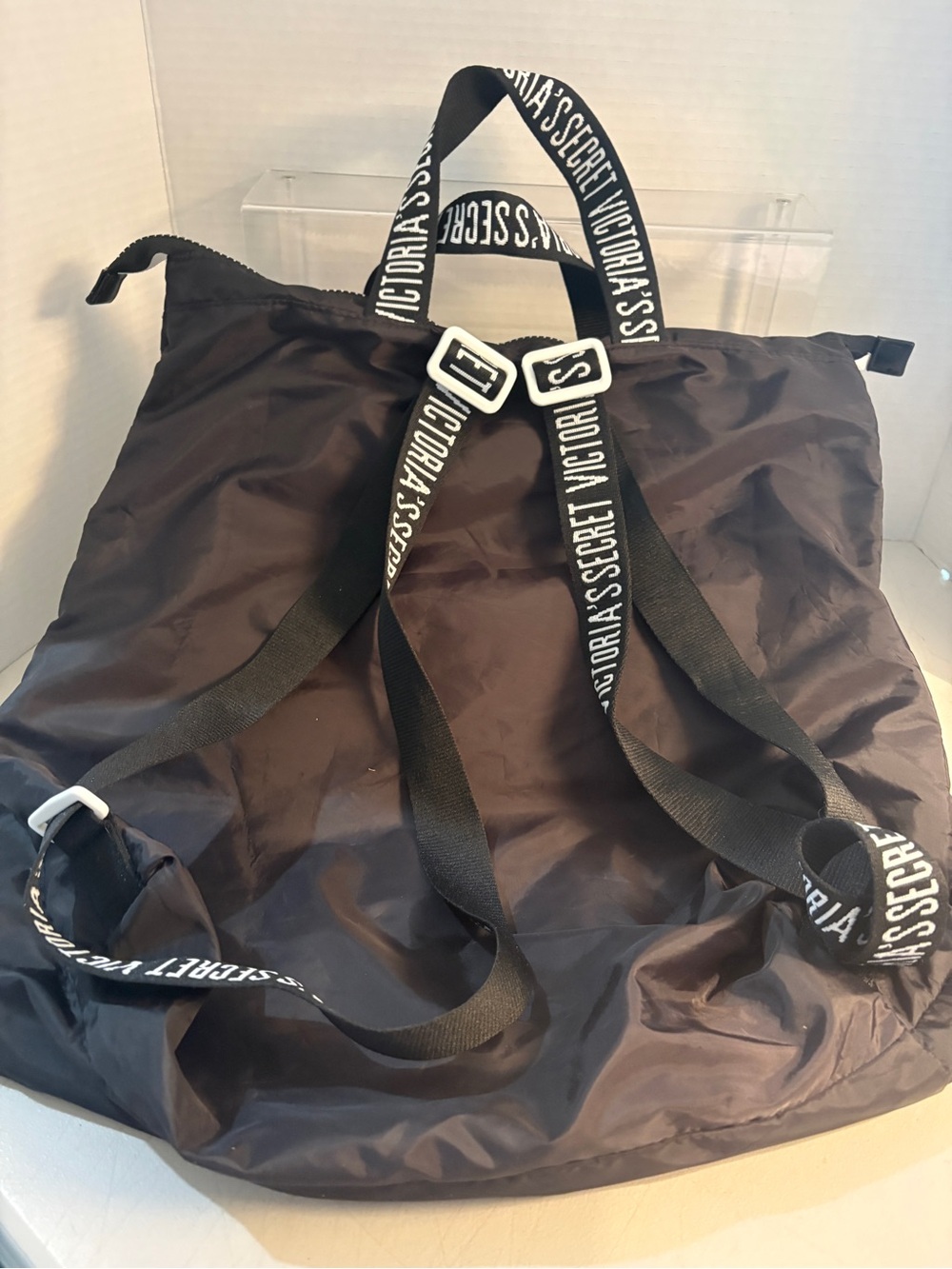Victoria's Secret Black Backpack with Pink Logo - Picture 5 of 9